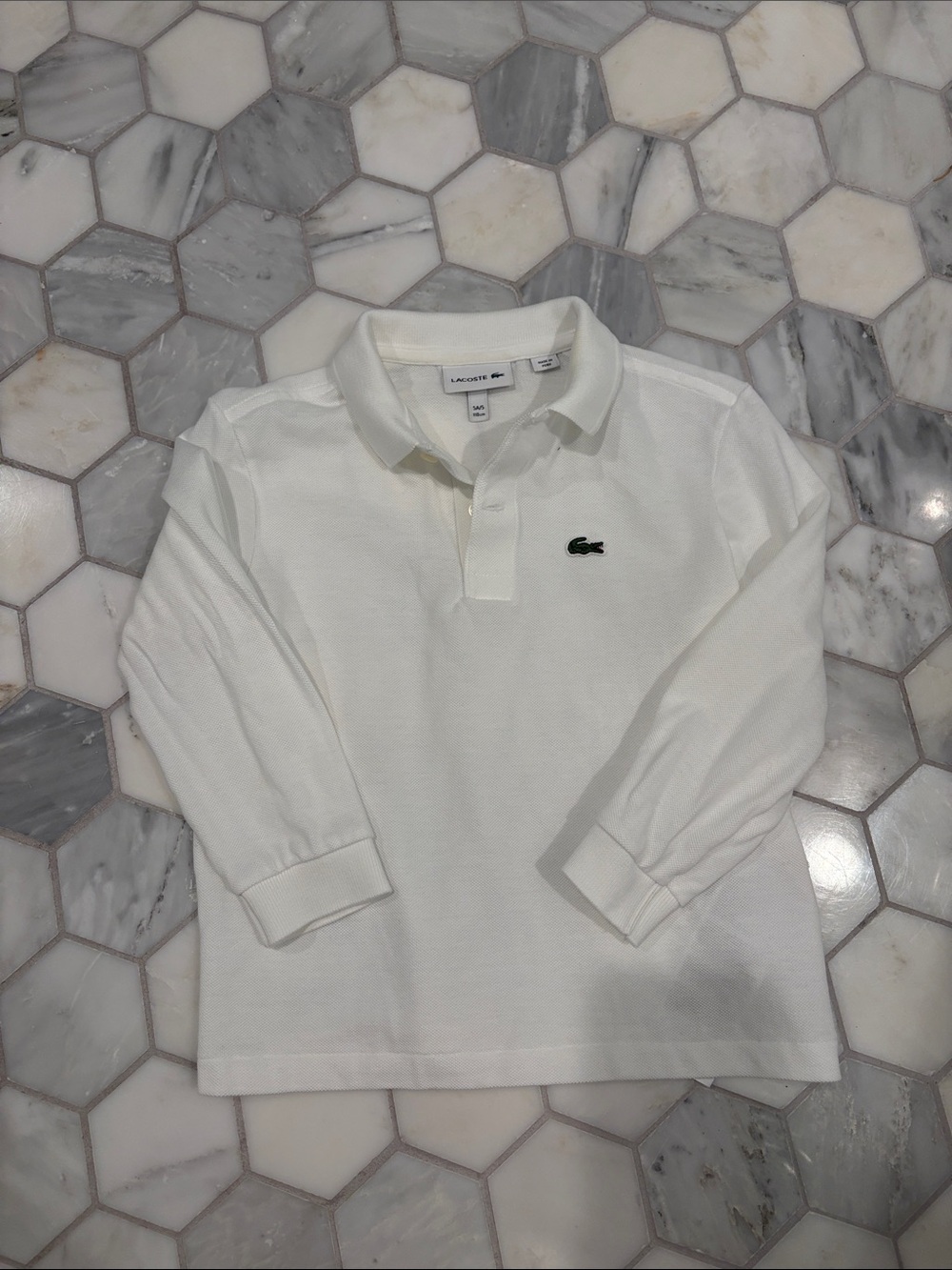 Lacoste Kids White Long Sleeve Polo Size 5 Y 5 Years